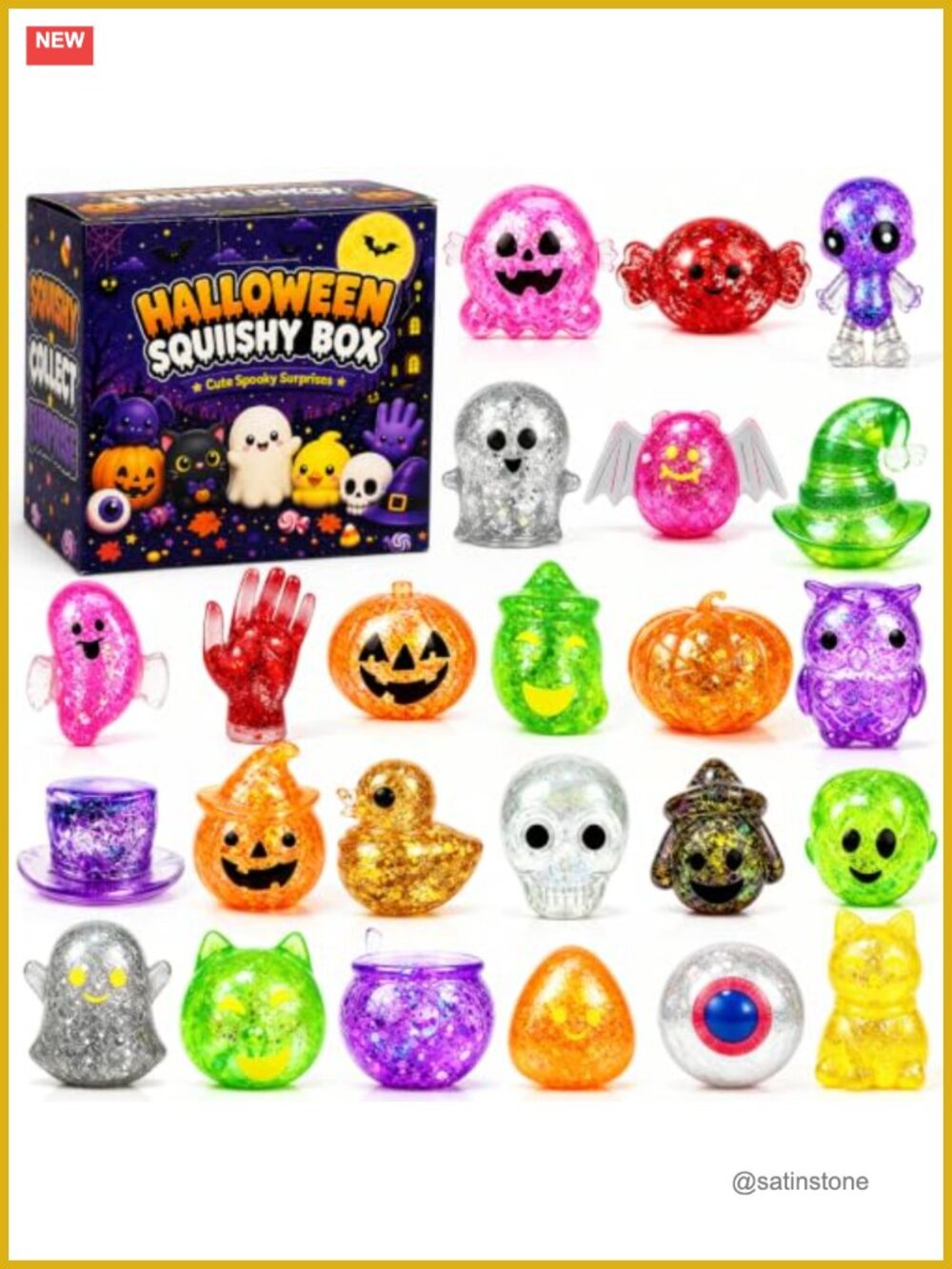 24 Pcs Halloween Squishies Glitter Stress Ball Toys Party Favors